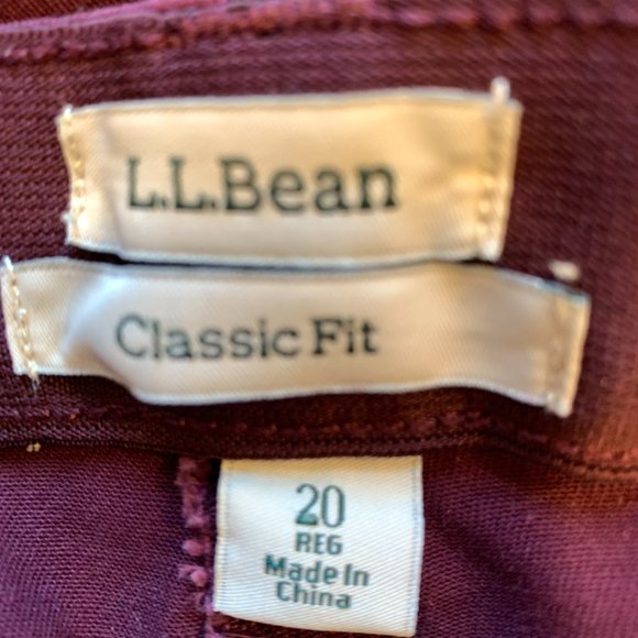 LL Bean Classic Fit Casual Pants Burgundy Stretch W39 x L30.5 EUC Womens Size 20 - Picture 3 of 8